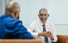 Dr. Mohamed Muizzu gives an interview to Mihaaru News-- Photo: Mihaaru