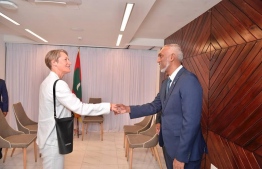 President-elect Dr. Mohamed Muizzu meets with British Ambassador Caron Rohsler. Photo: Team Muizzu