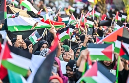 Thousands of Maldivians held a peaceful gathering to show their support for the Palestinian people-- Photo: Mihaaru