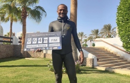 Umair Badheeu set the national record in free diving-- Photo: FreedivingWorld/ Facebook