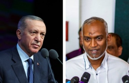 Turkish President Recep Tayyip Erdogan (L) spoke over the phone with President-elect Dr. Mohamed Muizzu (R) to discuss the situation in Palestine