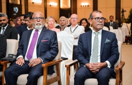 ADK Chairman Nashid (L) and Parliament Speaker Nasheed (R) at the Brain and Spine Conference.-- Photo: Nishan Ali / Mihaaru