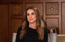 A handout picture released by the Press Service of Jordan's Queen Rania on October 24, 2023, shows her speaking in an exclusive CNN interview from Amman about the ongoing Gaza bombing. -- Photo: Queen Raina's Office / AFP