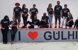 Local movie artists and entertainment industry professionals after the fundraising event in Kaafu atoll Gulhi--