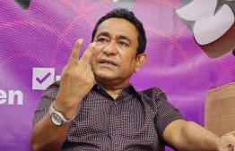 Former president Abdulla Yameen meets with general members of PPM at an earlier event: Corrections had previously said thst they were investigating Yameen's visit to the party office --