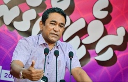 Former President Abdulla Yameen at the recently held PPM meeting-- Photo: Mihaaru