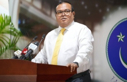 MDP PG Leader Mohamed Aslam speaking at Tuesday's press briefing.-- Photo: Parliament Secretariat