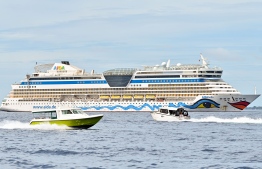 (FILE) Aida Bella cruise ship docking in Male' on November 7, 2023: cruise ships that had planned to visit the Maldives have started to divert their routes to other countries, according to MAYA -- Photo: Nishan Ali / Mihaaru