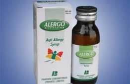 The banned fever reducing medicine Alergo cetirizine syrup