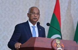 President Ibrahim Mohamed Solih speaking at the ceremony held to confer the Most Distinguished Foreign Service Medal to two long-serving individuals in the Maldives foreign service-- Photo: President's Office