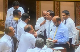 Opposing MPs continued to make attempts to interrupt the Minister of Finance Ibrahim Ameer from submitting the budget bills--