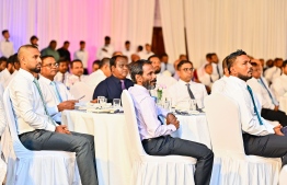 Senior officials of the Progressive Coalition attended the event held to launch the "Week 14" roadmap-- Photo: Mihaaru