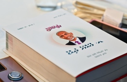 The book comprising of the statements and pledges made by Dr. Mohamed Muizzu during his presidential campaign-- Photo: Mihaaru