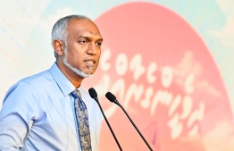 President-elect Dr. Mohamed Muizzu; the incoming president launched the "Week 14" roadmap comprising of the plans to achieve in his government's first 100 days-- Photo: Mihaaru