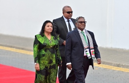 Former President Dr. Mohamed Waheed and his wife Ilham Hussain attends the presidential inauguration ceremony of Dr. Mohamed Muizzu.