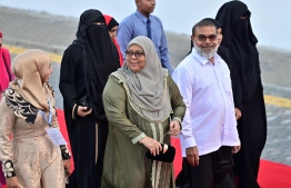 President Elect Dr Muizzu's mother, accompanied by other members of his family.-- Photo: Nishan Ali / Mihaaru