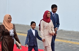 Muizzu's children arrive. Photo: Nishan Ali / Mihaaru