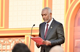 The 8th President of Maldives, Dr. Mohamed Muizzu, addressing his cabinet members on November 17, 2023 -- Photo: Nishan Ali / Mihaaru