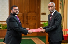 President Dr. Mohamed Muizzu appointed Mohamed Ghassan Maumoon as the new Minister of Defense-- Photo: President's Office
