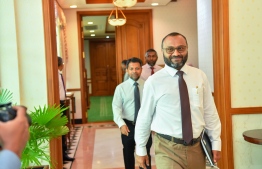 Islamic Minister Dr. Mohamed Shaheem Ali Saeed attends the first Cabinet meeting of the current government at the President's Office -- Photo: President's Office