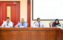 MMA officials including Governor Ali Hashim at Monday's budget committee meeting at the parliament-- Photo: Mihaaru