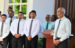 President Dr. Mohamed Muizzu speaks at a conference held at the Presidential Office: The President has appointed 20 additional Deputy Ministers -- Photo: President's Office