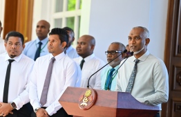 President Muizzu, Vice President Hussain Mohamed Latheef and senior officials of the President's Office at an event held at the President's Office -- Photo: President's Office