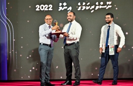 Ahmed Zahir conferred with the Lifetime Achievement Award at the 2022 Journalism Awards-- Photo: Mihaaru