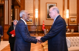 President Dr Mohamed Muizzu meets with Turkish President Erdogan.-- Photo: President's Office