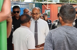 Home Minister Ihsaan meeting with inmates at Asseyri Prison in K. Himmafushi yesterday.-- Photo: Home Ministry