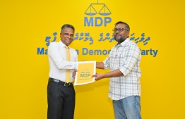 Adam Azim receives MDP ticket for Malé City Mayoral position uncontested -- Photo: Nishan Ali