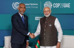 President Dr. Mohamed Muizzu with Indian Prime Minister Naredra Modi at the COP28 in Dubai, UAE-- Photo: President's Office