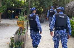Officers active in Addu City for the recently launched special operations led by Addu Police Station-- Photo: Police