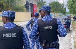 Police in Addu on one of their operations -- Photo: Police
