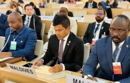 Vice President Hussain Mohamed Latheef participates in the Pledging Tree session of the "Human Rights 75" where he delivered the pledges of the Maldives Government-- Photo: President's Office