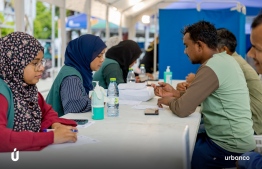During the medical screening program held at Hulhumale' on Friday, December 23-- Photo: Urbanco