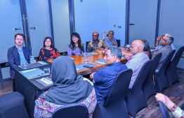 Krista, the granddaughter of CHSE's first-ever principal, the late Dr. Malik, visits the Maldives to fulfill her grandfather's wish; she met with Dr. Malik's former students during his visit-- Photo: Mihaaru