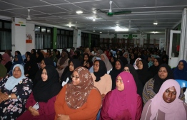 People attending the ceremony held by Hinmafushi Council on Tuesday. December 25, 2023, evening to hand over the deeds for beneficiaries of the land allotment program -- Hinmafushi Council