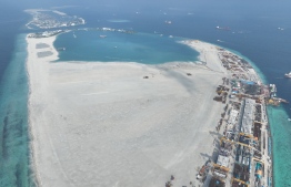 Land being reclaimed in Gulhifalhu to develop the Commercial Port: The port will be relocated to Thilafushi
