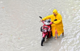 Flooding in Male'.-- Photo: Nishan Ali / Mihaaru