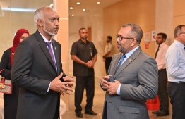 President Dr. Mohamed Muizzu and Foreign Minister Moosa Zameer at Velana Airport to depart for China -- Photo: President's Office