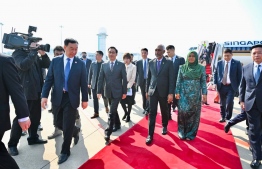 President Dr. Mohamed Muizzu's and First Lady Sajidha Mohamed arrives in China