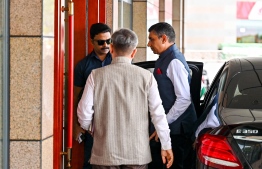 Indian High Commissioner to Maldives Munu Mahawar arrives at Ministry of Foreign Affairs today -- Photo: Nishan Ali