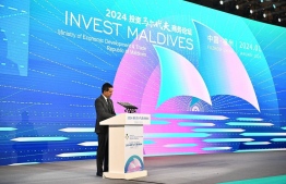 Economic Minister Mohamed Saeed speaks at the Invest Forum -- Photo: President's Office