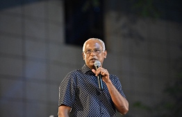 MDP President Ibrahim Mohamed Solih speaks at rally held at Sultan Park to thank the people of Malé City for the Mayoral election victory -- Photo: MDP