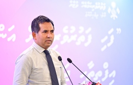 Minister of Economic Development and Trade Mohamed Saeed speaking at the ceremony held to launch new program to increase women in tourism on Wednesday, January 18, 2024 -- Photo: Nishan Ali / Mihaaru