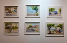A painting under the segment titled "Travel Stories'"  -- Photo: Nishan Ali / Mihaaru