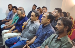 Former president Yameen speaking at PNF's meeting