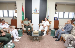 Commander of the United States Indo-Pacific Command. John Aquilino meets with Chief of Defense Force Abdul Raheem Abdul Latheef -- Photo: Defense Ministry