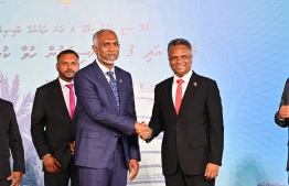 President Dr. Mohamed Muizzu with Malé City Mayor Adam Azim. -- Photo: Nishan Ali